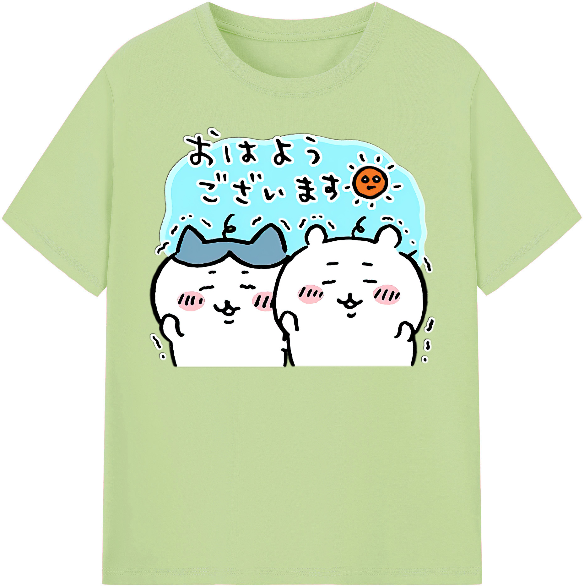 （画像用） ちいかわ ハチワレ Chii-kawa hachiware 綿100％半袖Tシャツ（フロントプリント）